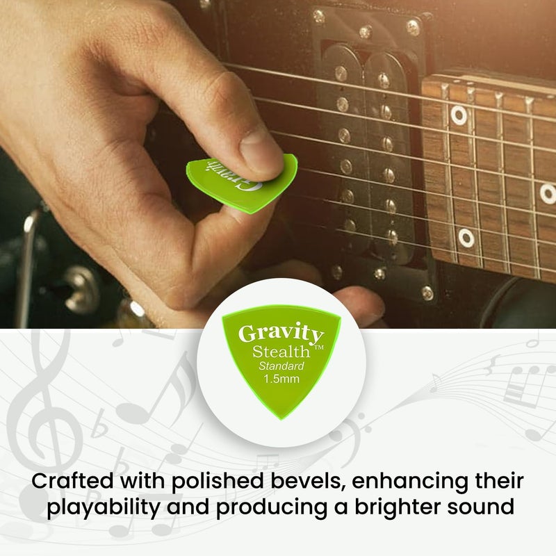 Gravity Picks Acrylic Guitar Picks - Polished, Sharper & Stronger Bevels for Brighter Sound & Tighter Grip - 1.5mm Stealth Design & Standard Thickness - Handcrafted in California (5 Pack) - Image 3